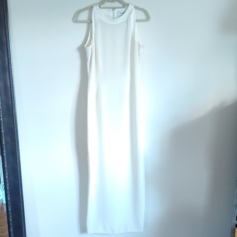 White Maxi Long - Sleeveless Classic Sheath Dress Gown - Picture 10 of 15